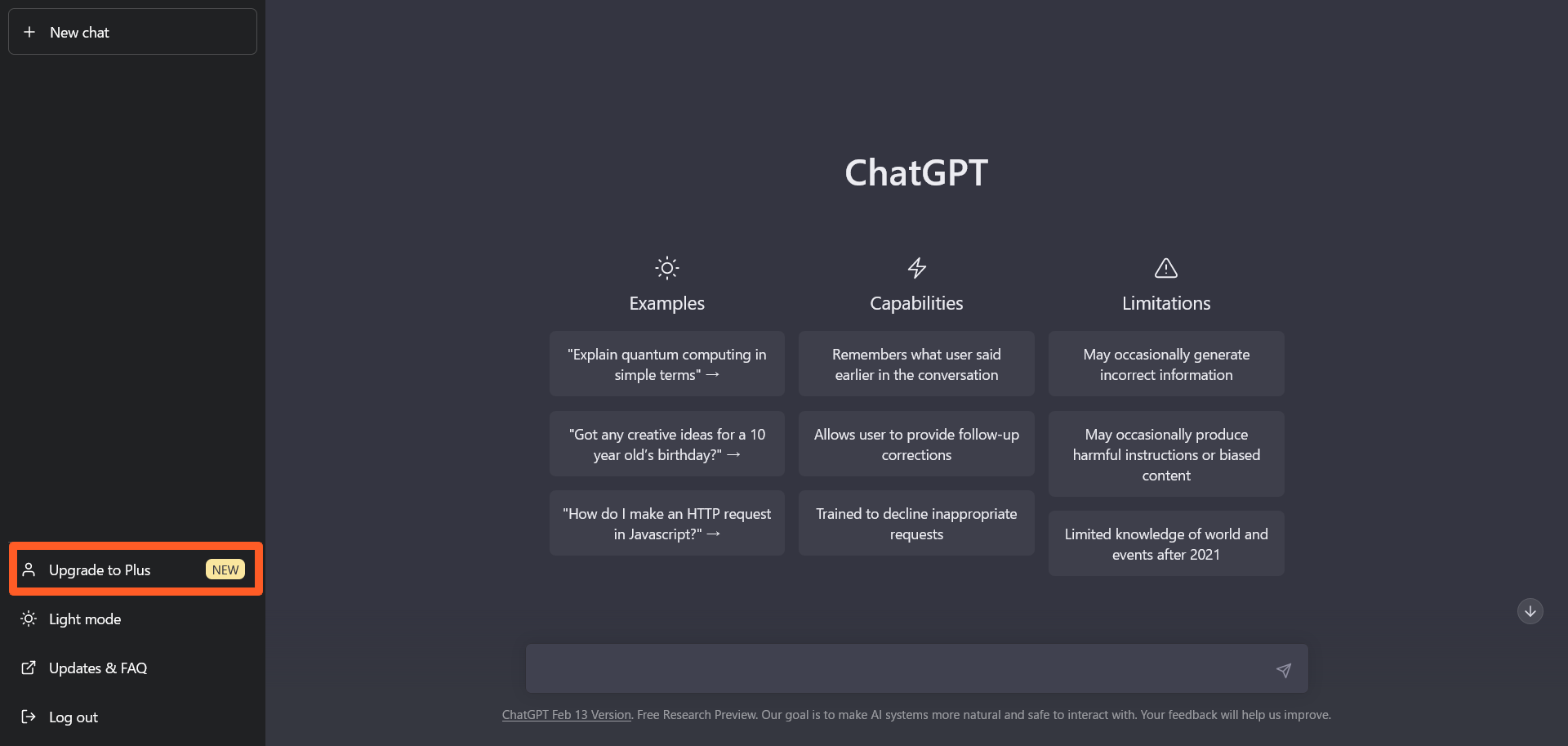 ChatGPT Plus Upgrade to Plus